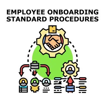 Employee onboarding standard procedures system development Ilustración de archivo