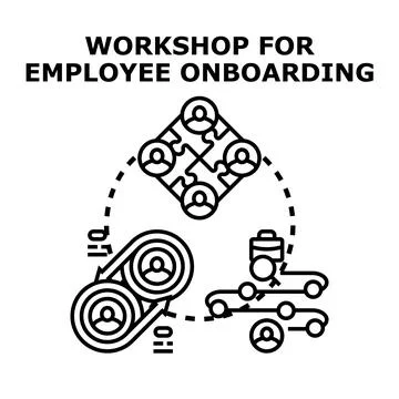 Employee onboarding workshop and integration process concept Stock Illustration