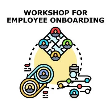 Employee onboarding workshop and integration process concept Stock Illustration