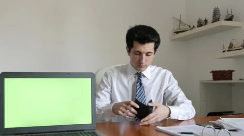 Employee opens an empty wallet Stock Footage 62189083