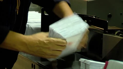 Employee Operating Automatic Letter Sorting Machine, Postal Distribution Center Stock Footage 154876433