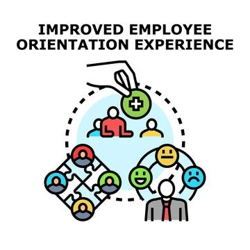 Employee orientation experience improving process, team integration, and st.. Stock Illustration