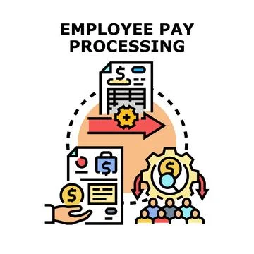 Employee pay processing workflow and payment system illustration Stock Illustration