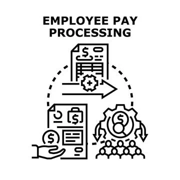 Employee pay processing workflow and payment system illustration Stock Illustration