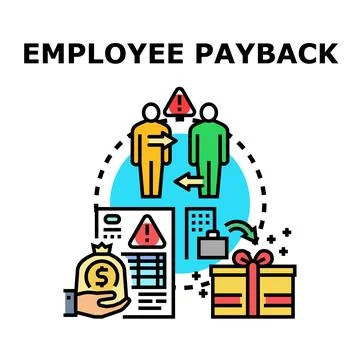 Employee payback concept returning benefits and rewards Stock Illustration