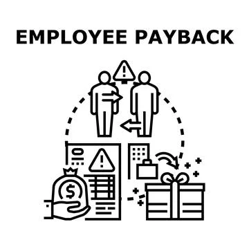 Employee payback concept returning benefits and rewards Stock Illustration
