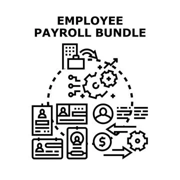 Employee payroll bundle system management and payment Stock Illustration