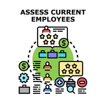 Employee performance assessment evaluating skill and salary Stock Illustration
