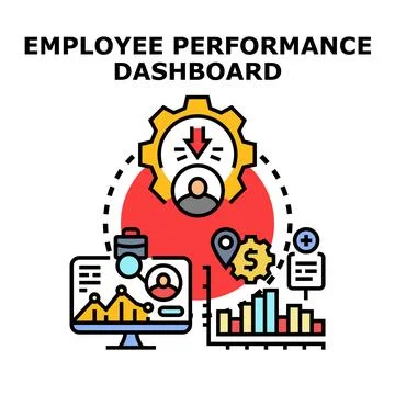 Employee performance dashboard evaluating business development data Stock Illustration