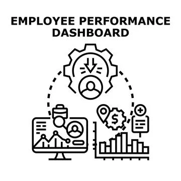 Employee performance dashboard evaluating business development data Stock Illustration