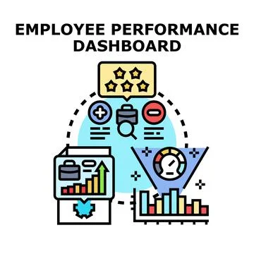 Employee performance dashboard presenting business analytics and evaluation Stock Illustration