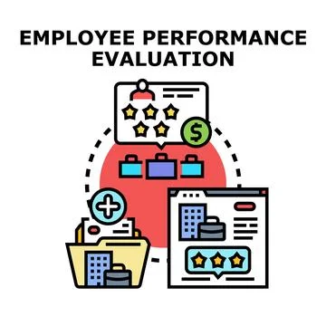 Employee performance evaluation management assessing skills and feedback Stock Illustration