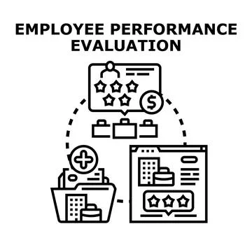 Employee performance evaluation management assessing skills and feedback Stock Illustration
