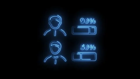 Employee performance evaluation with progress bar neon style animation on b.. Stock Footage 345996425
