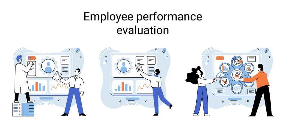 Employee performance evoluation, analysis of effectiveness of professional 스톡 일러스트