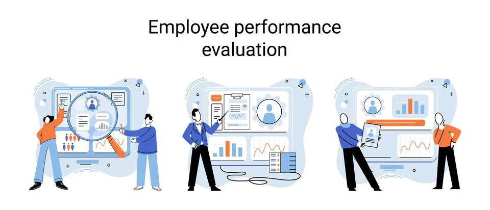 Employee performance evoluation, analysis of effectiveness of professional 스톡 일러스트