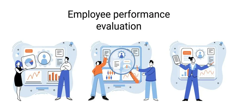 Employee performance evoluation, analysis of effectiveness of professional Stock Illustration