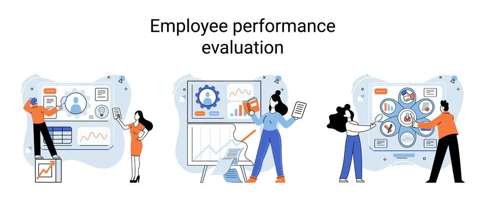 Employee performance evoluation, analysis of effectiveness of professional Stock Illustration