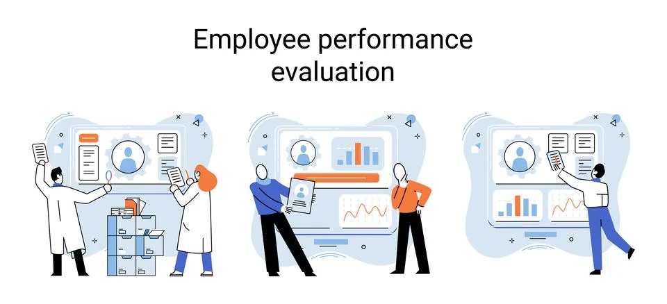 Employee performance evoluation, analysis of effectiveness of professional Stock Illustration