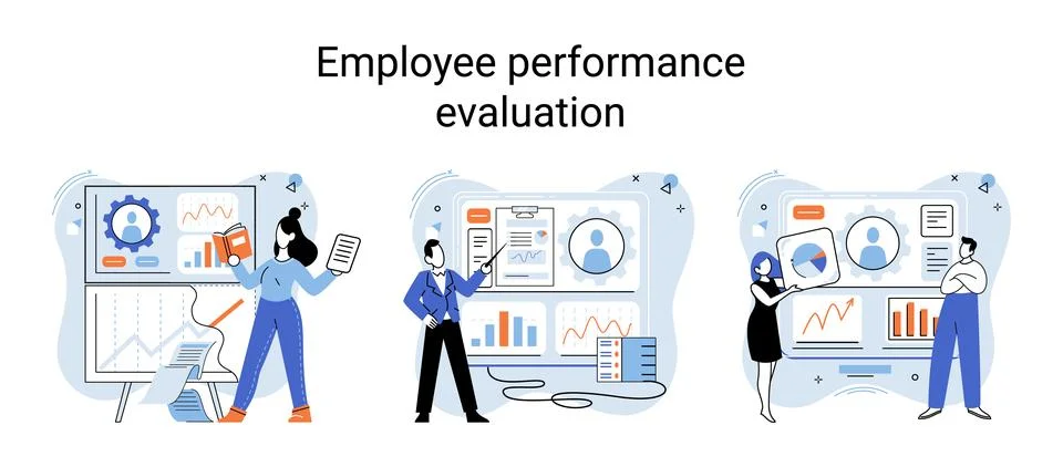Employee performance evoluation, analysis of effectiveness of professional Stock Illustration