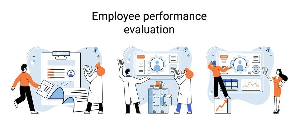 Employee performance evoluation, analysis of effectiveness of professional Stock Illustration