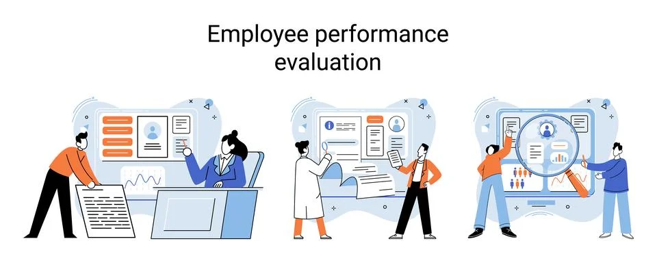 Employee performance evoluation, analysis of effectiveness of professional Stock Illustration