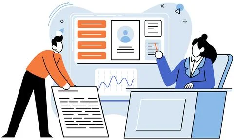 Employee performance evoluation, analysis of effectiveness of professional Stock Illustration