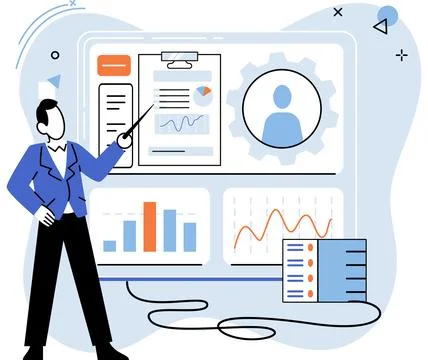 Employee performance evoluation, analysis of effectiveness of professional Stock Illustration