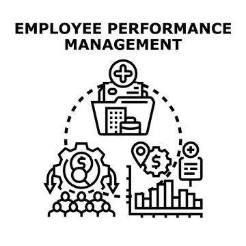 Employee performance management system assessing development progress Stock Illustration