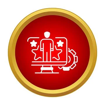 Employee performance review on computer screen with stars Stock Illustration