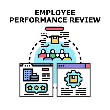 Employee performance review concept evaluating work business efficiency Stock Illustration