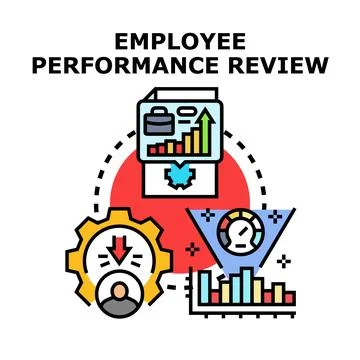 Employee performance review management analyzing business development Illustrazione stock