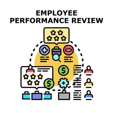 Employee performance review process concept measuring development Stock Illustration