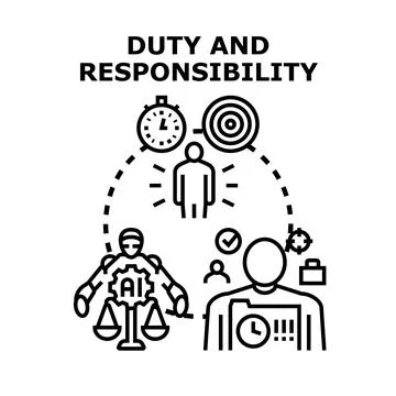 Employee performing tasks having duty and responsibility concept Stock Illustration