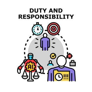 Employee performing tasks having duty and responsibility concept Stock Illustration