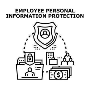 Employee personal data protection concept, privacy, security, and payment Stockillustratie