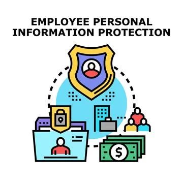 Employee personal data protection concept, privacy, security, and payment Stock Illustration