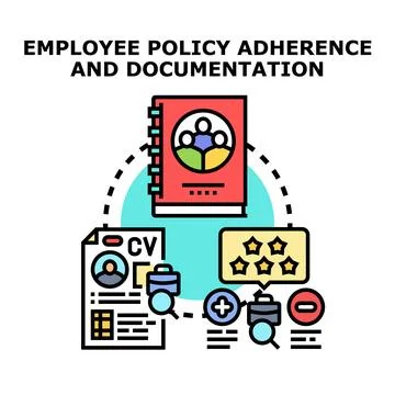 Employee policy adherence and documentation concept developing Stock Illustration