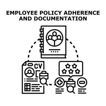 Employee policy adherence and documentation concept developing Stock Illustration
