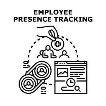 Employee presence tracking system managing staff attendance Stock Illustration