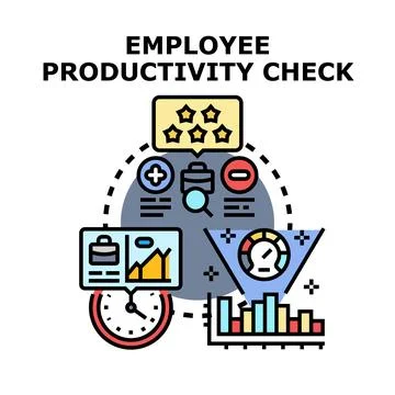 Employee productivity check identifying performance metrics concept Stock Illustration