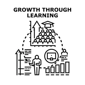 Employee professional development growing through learning and education Stock Illustration