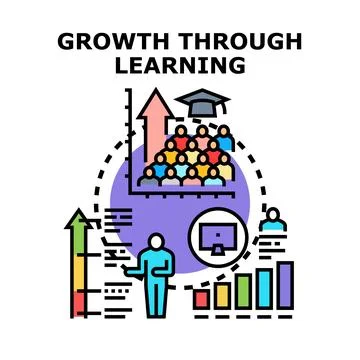 Employee professional development growing through learning and education Stock Illustration