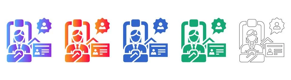 Employee Profile and Data Reporting Icon Set Stock Illustration