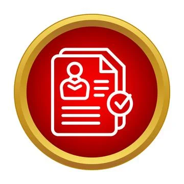 Employee profile document with checkmark for successful validation Stock Illustration