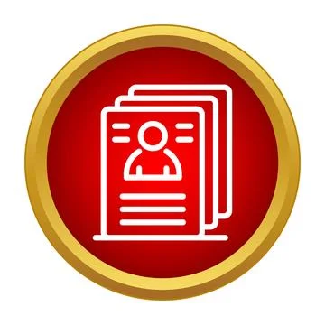 Employee profile documents in a red gold badge Stock Illustration