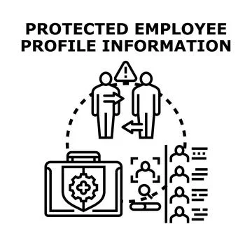 Employee profile information protecting data security concept Stock Illustration