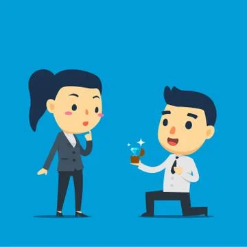An employee is proposing his partner Stock Illustration