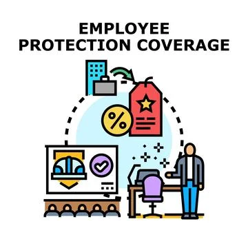Employee protection coverage workplace benefit program concept Stockillustratie