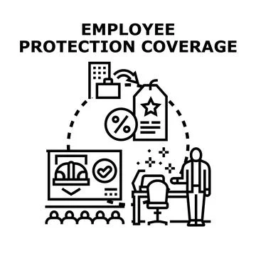 Employee protection coverage workplace benefit program concept Illustration